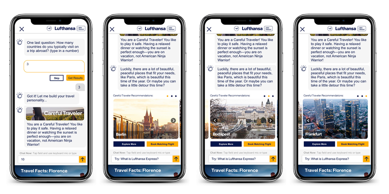 Traveler personality result and recommendations.